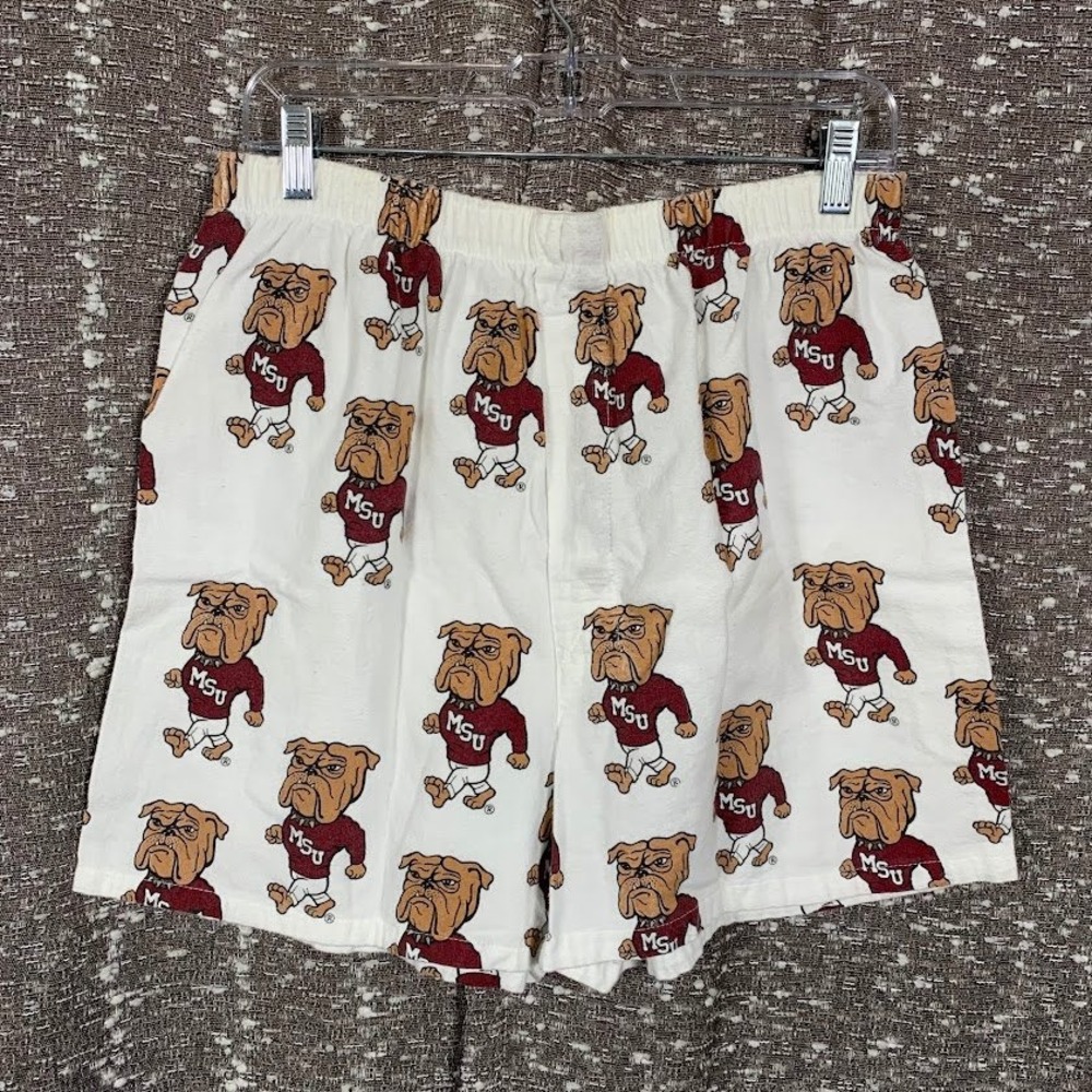 Mississippi State Bulldogs Mascot Print Boxer Shorts Bodacious Men's XL